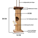 Bamboo Bird House | Handmade Bird Feeder | Decorative Wooden Bird Nest with Hanging Rope