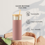 Glass Sipper With Bamboo Lid & Straw | Tumbler with Sleeve | Glass Water Bottle