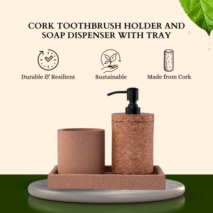 Cork Bathroom Set | Eco-Friendly Cork Bathroom Set | Set of 3