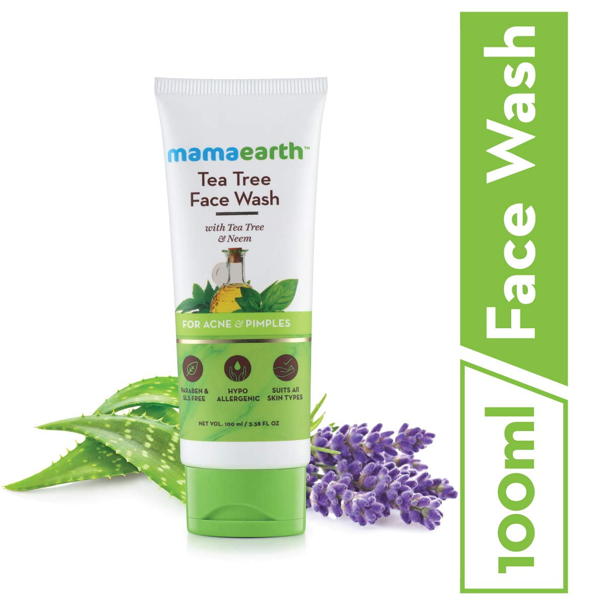 Mamaearth Tea Tree Natural Face Wash for Acne & Pimples Wash 100 ml - For Normal & Dry Skin