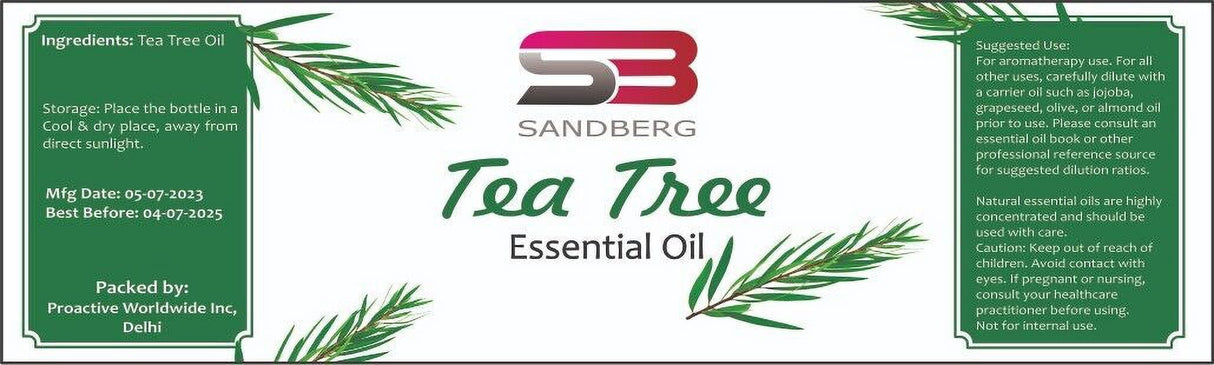 Sandberg tea tree essential oil | therapeutic & food grade, 100% pure free ship, 0.3 ounce