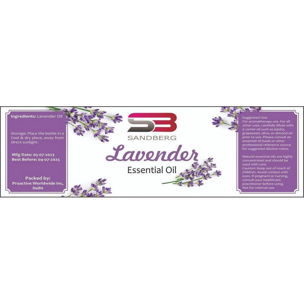 Sandberg Essential Oils New + Sealed, Lavender Oil with Free Ship Worldwide 0.3 Ounce