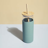 Glass Sipper With Bamboo Lid & Straw | Tumbler with Sleeve | Glass Water Bottle