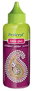 Set of 3 Fabric glue fevicryl 80 Grams Each bottle No Stitch Glue - Mirror Pieces, Patchwork, Stones, Laces, Sequins and etc